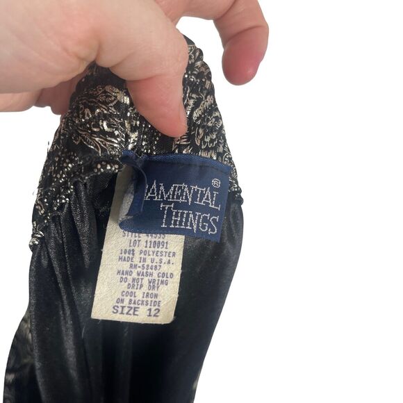 Fundamental Things Vintage Union Made Black Floral Metallic Midi Skirt Womens 12 - Picture 4 of 5